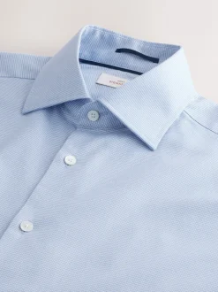 Formele Overhemden*Next - Slim Fit - Signature 100% katoenen overhemd met textuur Blauw