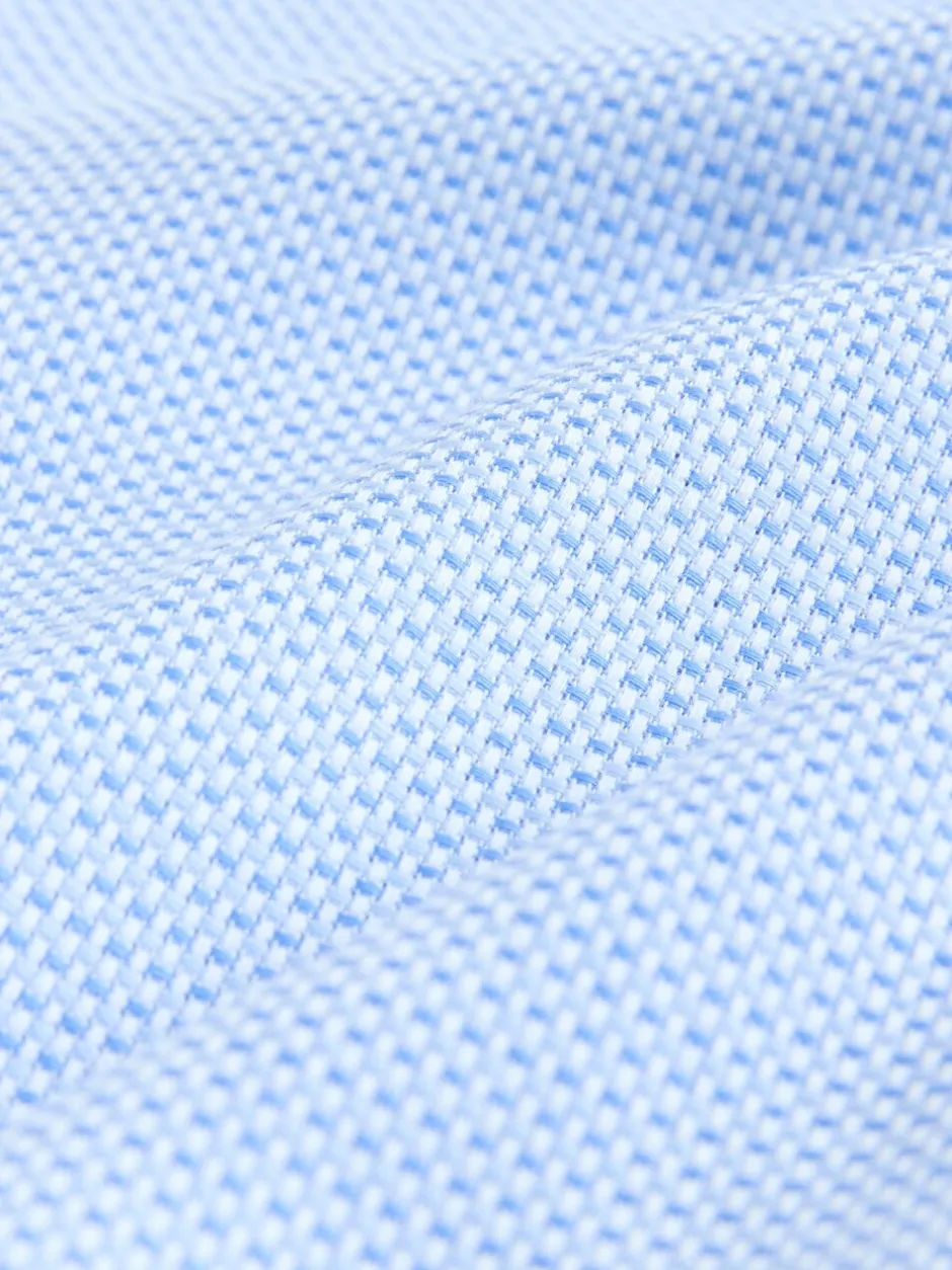 Formele Overhemden*Next - Slim Fit - Textured Long Sleeve Formal Shirt with Trim Blauw