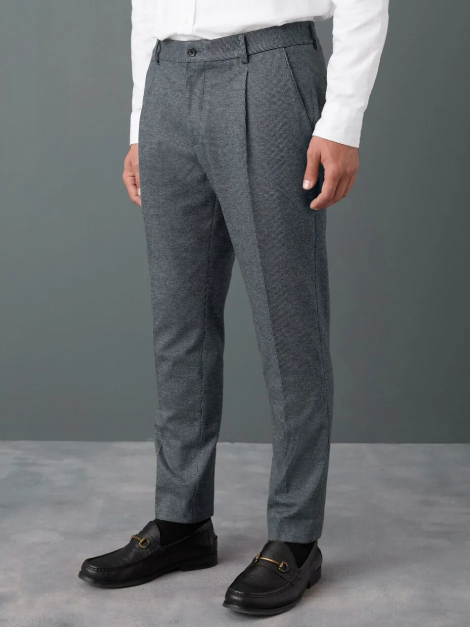 Formele Broek|Next - Slim fit getextureerde broek met elastische achterkant en stretchy Blauw