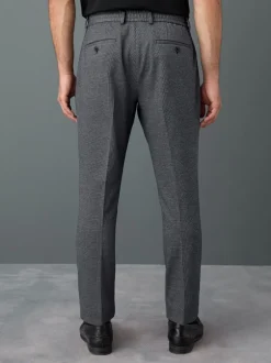 Formele Broek|Next - Slim fit getextureerde broek met elastische achterkant en stretchy Blauw
