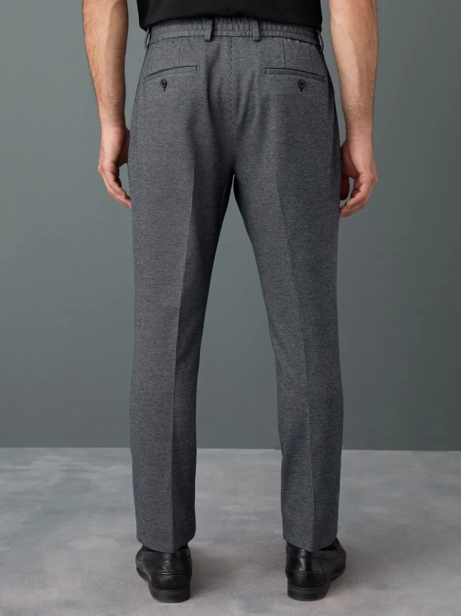 Formele Broek|Next - Slim fit getextureerde broek met elastische achterkant en stretchy Blauw