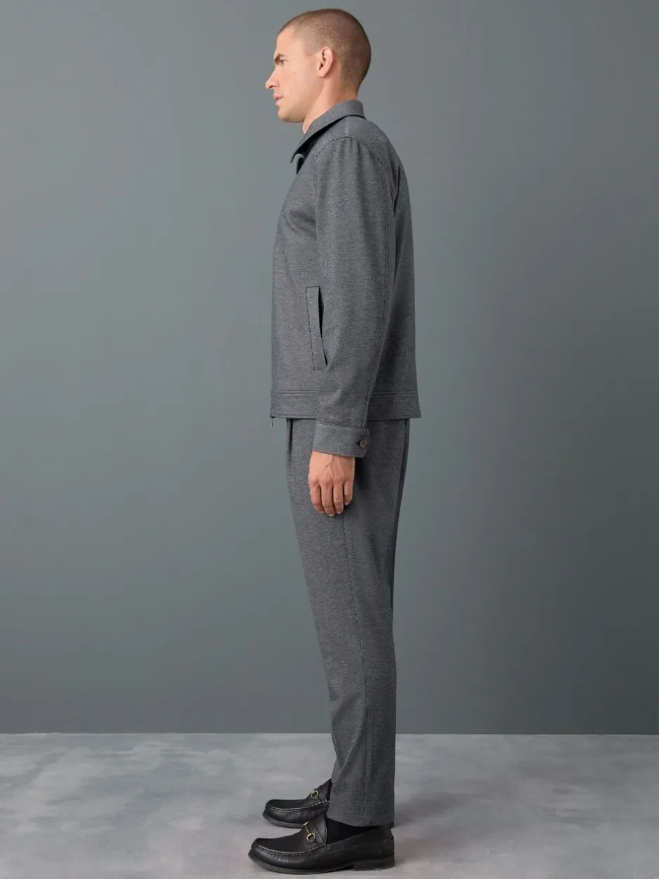 Formele Broek|Next - Slim fit getextureerde broek met elastische achterkant en stretchy Blauw