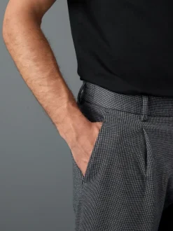 Formele Broek|Next - Slim fit getextureerde broek met elastische achterkant en stretchy Blauw