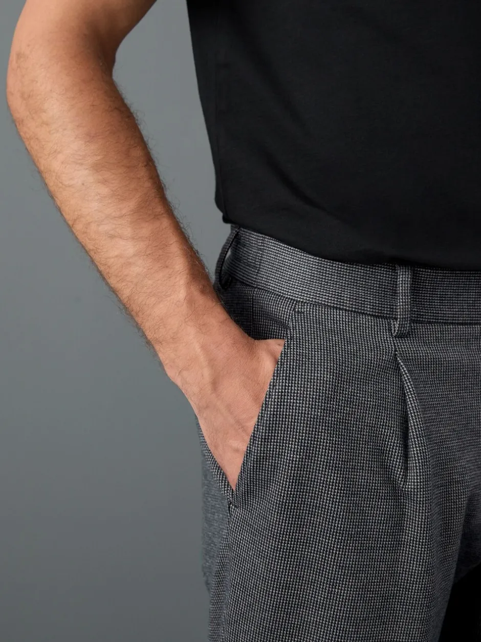 Formele Broek|Next - Slim fit getextureerde broek met elastische achterkant en stretchy Blauw
