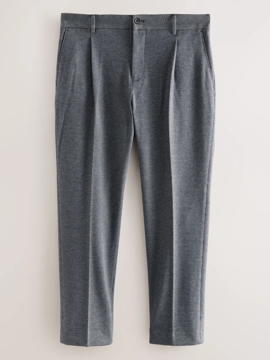 Formele Broek|Next - Slim fit getextureerde broek met elastische achterkant en stretchy Blauw