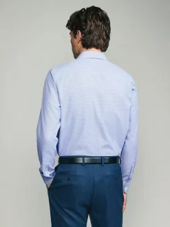 Formele Overhemden*Next Blauw - Smart Cotton Rich Trimmed Textured Shirt