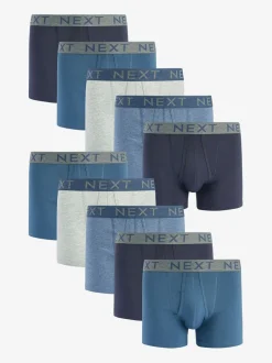 Ondergoed|Ondergoed*Next Blauw - Standaard - 10 Boxershorts zonder plooi
