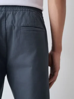 Broeken En Chino's|Next - Straight fit - Pleated Stretch Chinos Trousers With Elasticated Waist Blauw
