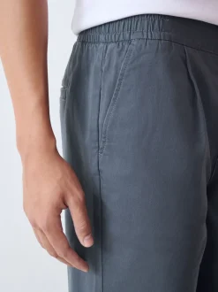 Broeken En Chino's|Next - Straight fit - Pleated Stretch Chinos Trousers With Elasticated Waist Blauw