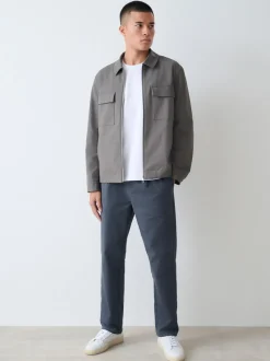 Broeken En Chino's|Next - Straight fit - Pleated Stretch Chinos Trousers With Elasticated Waist Blauw