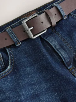 Jeans|Next - Straight fit - Signature jeans met ceintuur Blauw