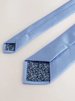 Stropdassen En Pochets|Next Blauw - Stropdas met textuur en dasspeld