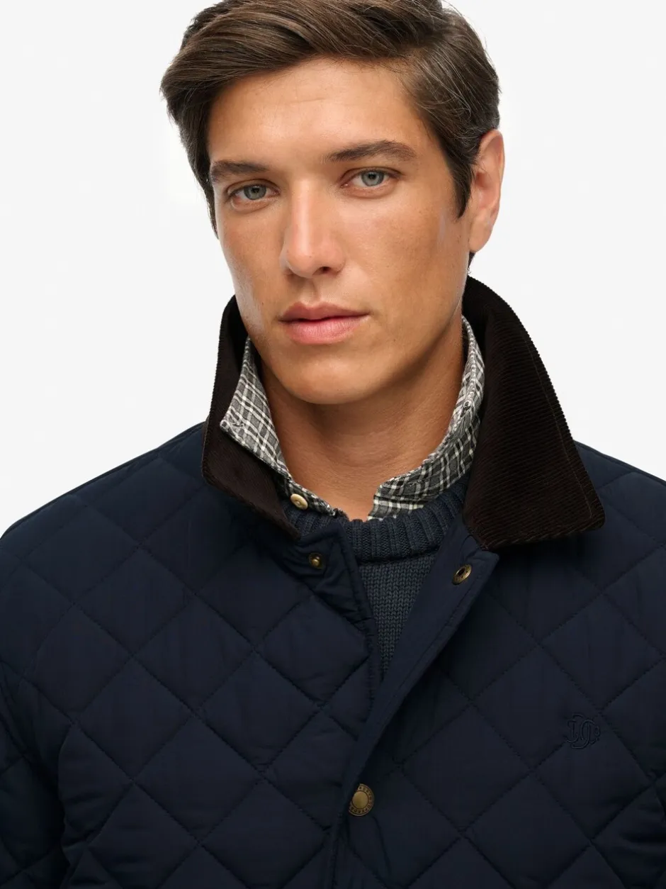Jassen En Jacks|Superdry - Quilted Estate Coach Jacket Blauw