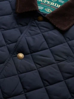 Jassen En Jacks|Superdry - Quilted Estate Coach Jacket Blauw
