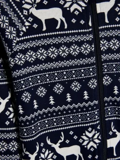 Nachtkleding En Pyjama's|Pyjama's|The Little Tailor - Kids Rendier kerstmis fair isle-patroon 100% katoen alles-in-één Blauw