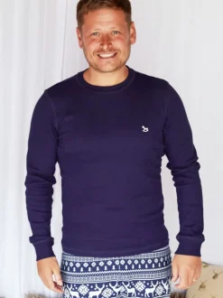 Pyjama's|Loungewear*The Little Tailor - kerstpyjama voor heren met rendier en fairisle-patroon Blauw