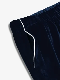 Pyjama's*The Little Tailor - luxe kerstpyjama van zacht aanvoelend velours Blauw