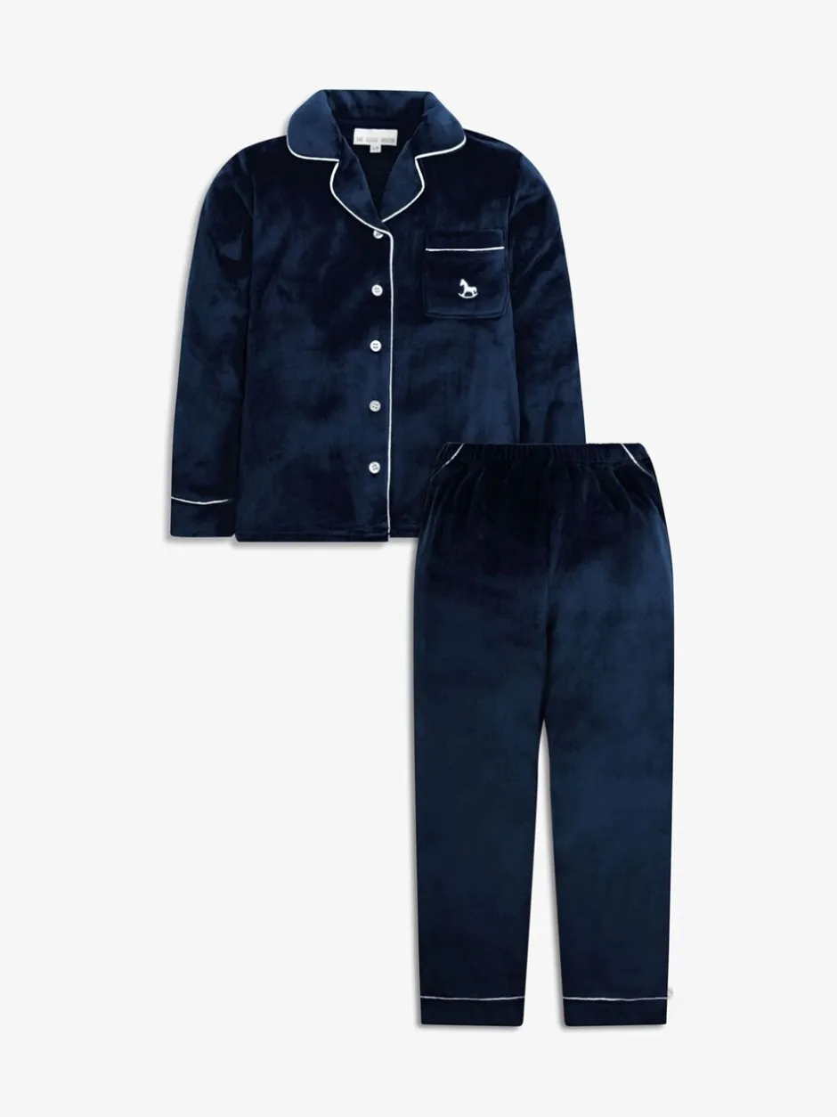 Nachtkleding En Pyjama's|Pyjama's*The Little Tailor - Luxe kerstpyjama voor kinderen van zacht aanvoelend velours Blauw