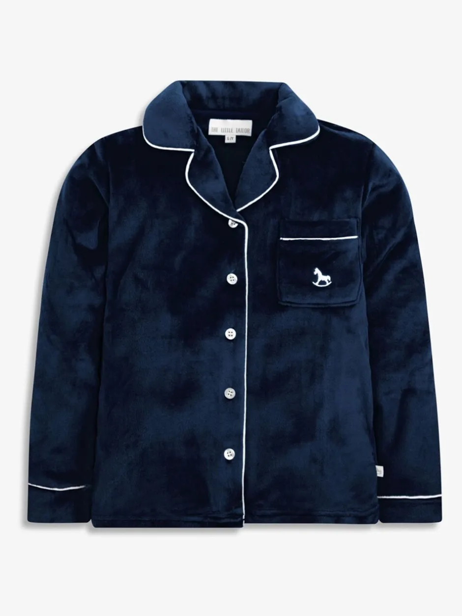 Nachtkleding En Pyjama's|Pyjama's*The Little Tailor - Luxe kerstpyjama voor kinderen van zacht aanvoelend velours Blauw