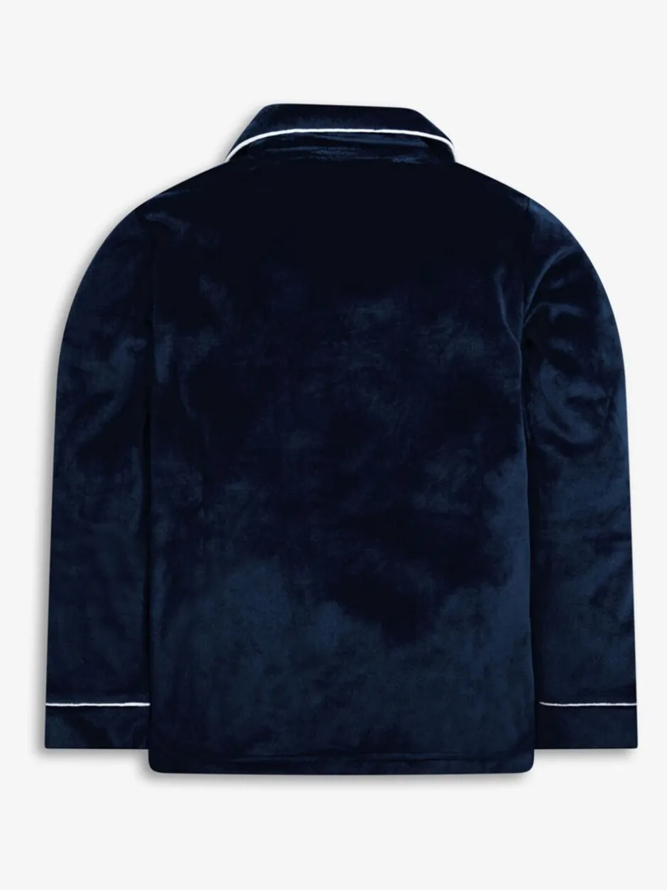 Nachtkleding En Pyjama's|Pyjama's*The Little Tailor - Luxe kerstpyjama voor kinderen van zacht aanvoelend velours Blauw