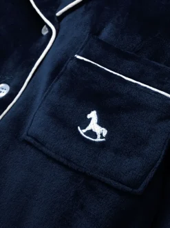 Nachtkleding En Pyjama's|Pyjama's*The Little Tailor - Luxe kerstpyjama voor kinderen van zacht aanvoelend velours Blauw