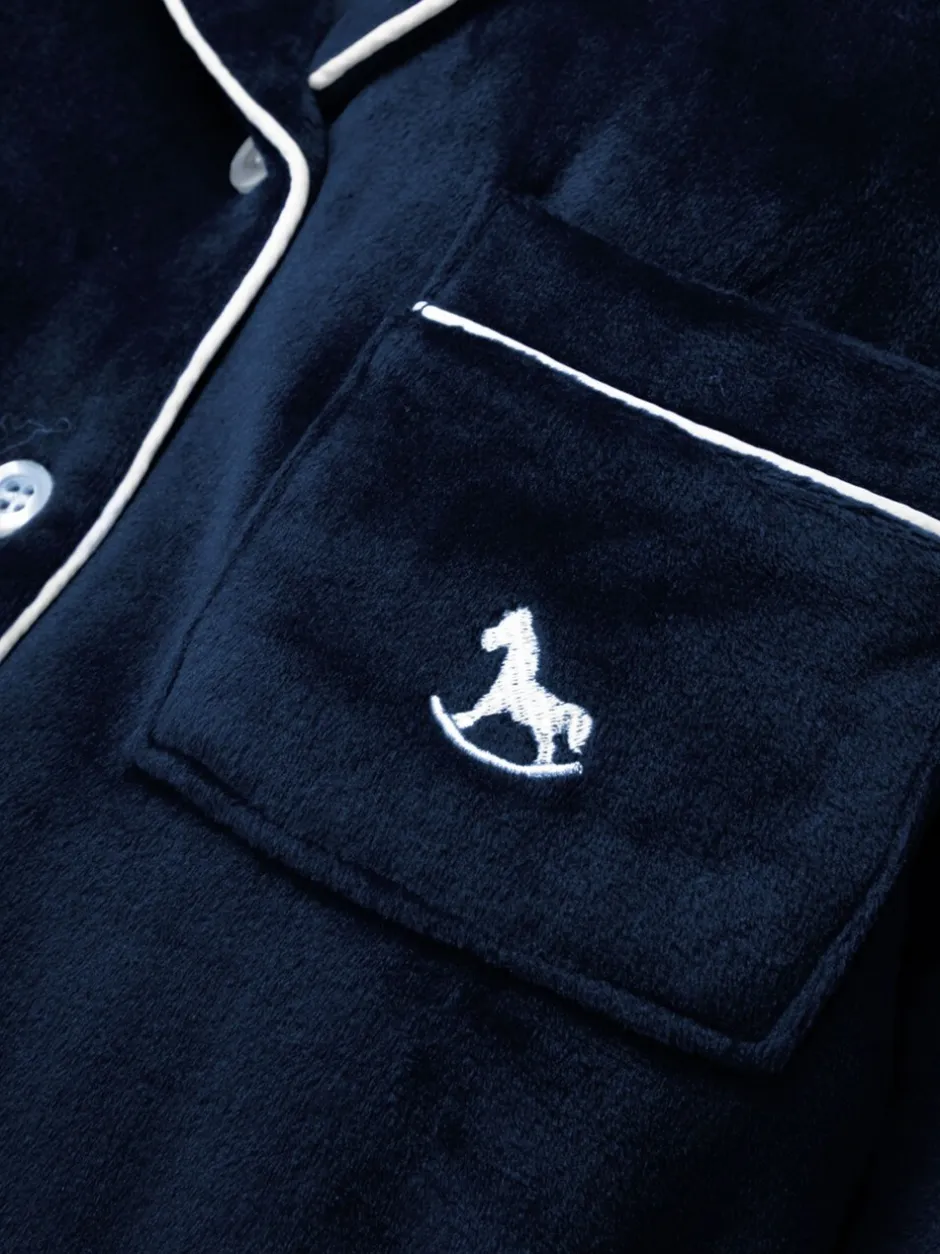Nachtkleding En Pyjama's|Pyjama's*The Little Tailor - Luxe kerstpyjama voor kinderen van zacht aanvoelend velours Blauw