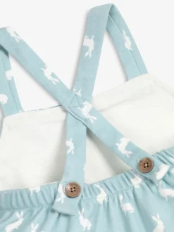 Tuinbroeken|The Little Tailor - - Baby tuinbroek van 100% katoen met konijnenprint Blauw