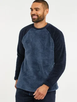 Pyjama's|Loungewear|Threadbare - Borg pyjamaset Blauw