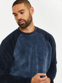 Pyjama's|Loungewear|Threadbare - Borg pyjamaset Blauw