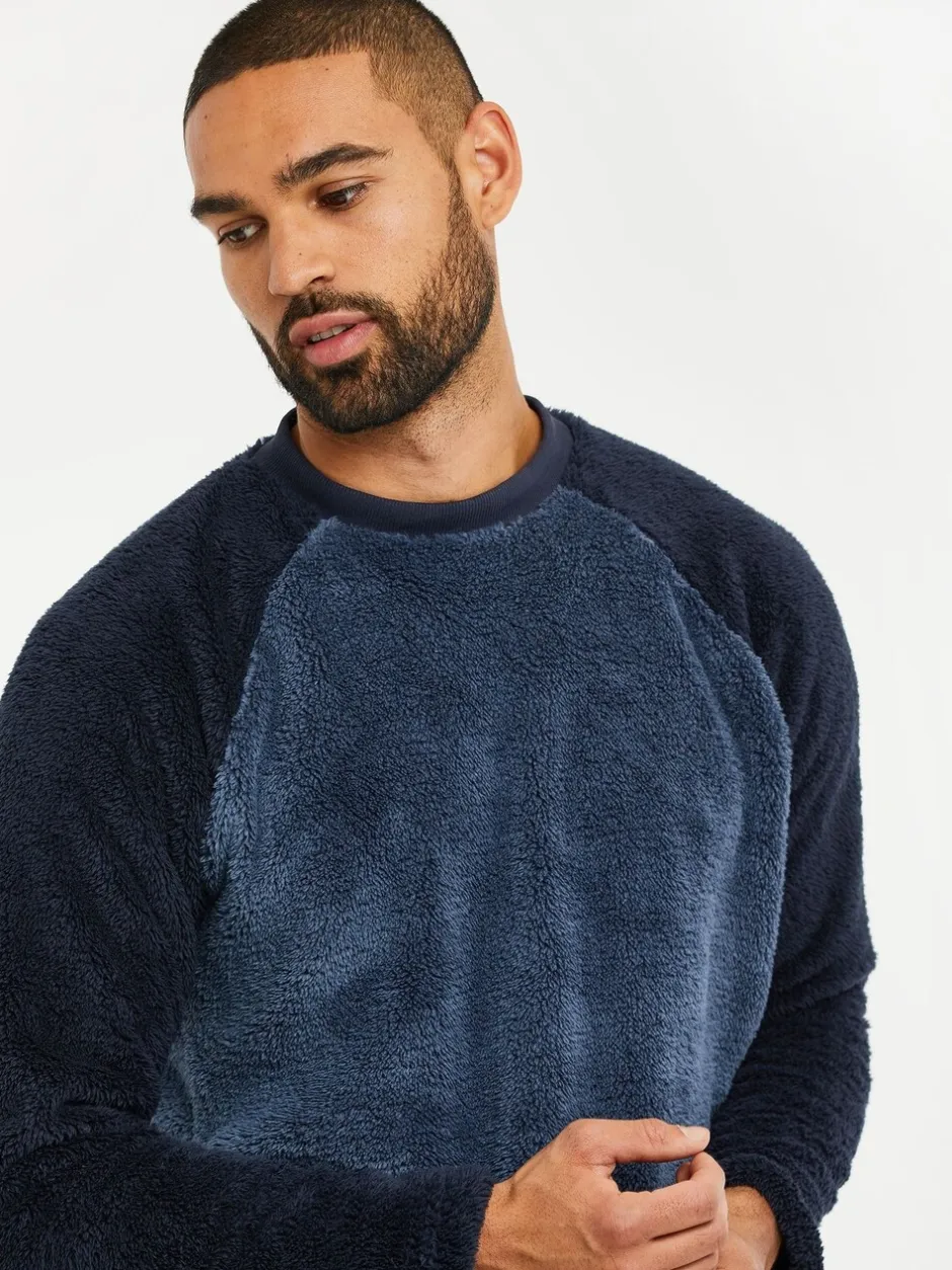 Pyjama's|Loungewear|Threadbare - Borg pyjamaset Blauw