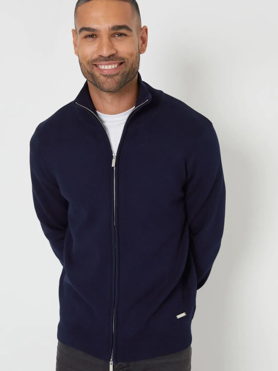 Gebreide Kleding*Threadbare - gebreid vest met rits en opstaande kraag Blauw