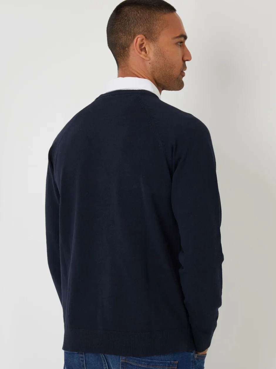 Gebreide Kleding|Threadbare - Mock Shirt Raglan Knitted Jumper Blauw