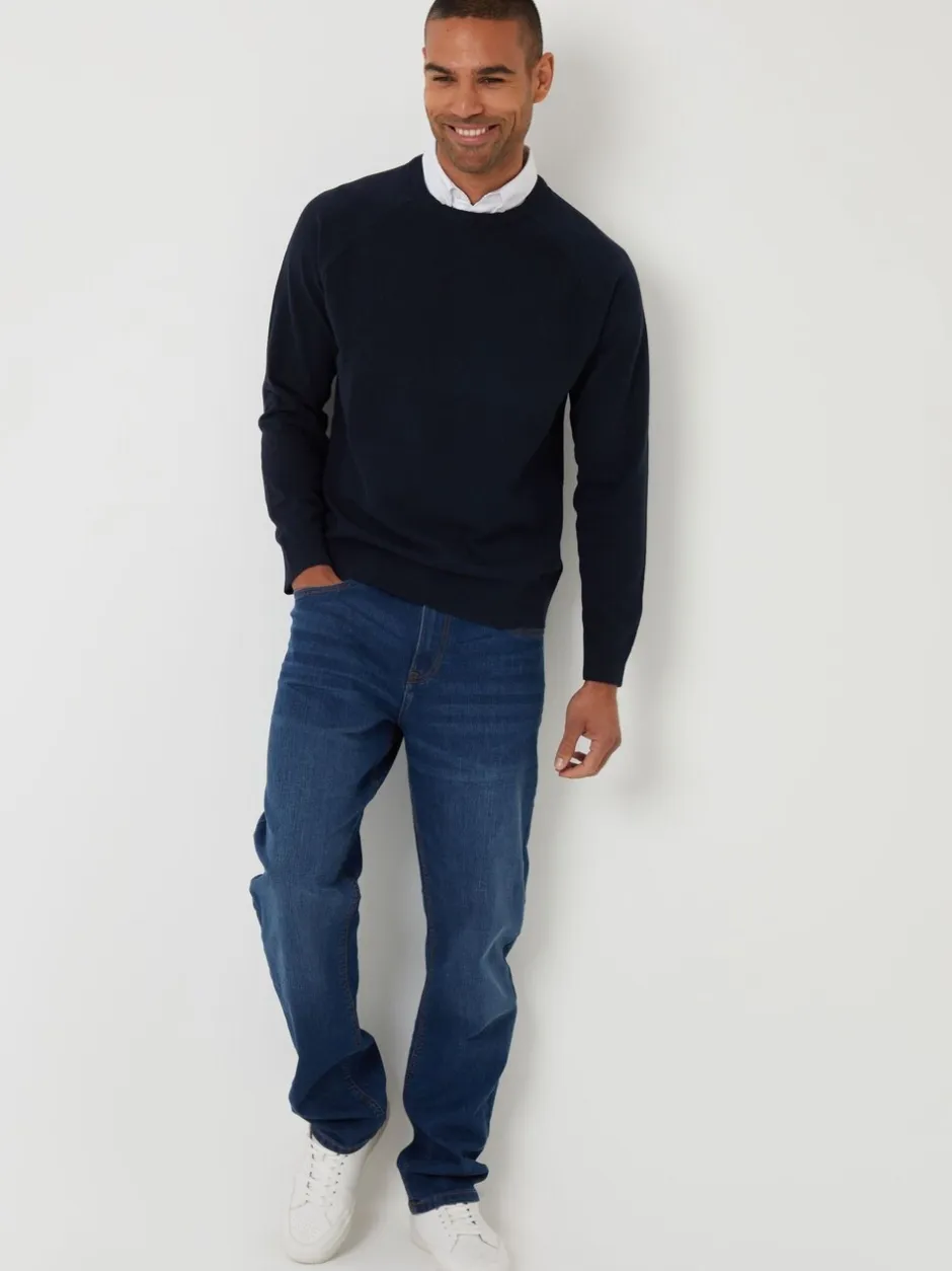 Gebreide Kleding|Threadbare - Mock Shirt Raglan Knitted Jumper Blauw