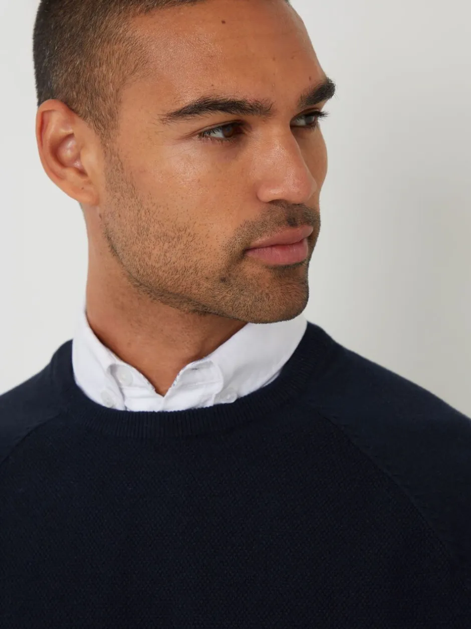 Gebreide Kleding|Threadbare - Mock Shirt Raglan Knitted Jumper Blauw