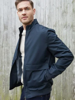 Blazers En Business-Jasjes|Threadbare - Patch Pocket Funnel Neck Harrington Style Jacket Blauw