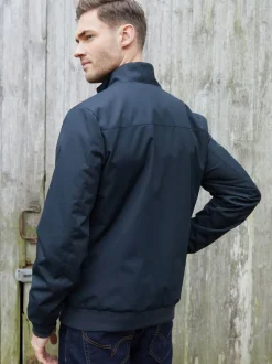Blazers En Business-Jasjes|Threadbare - Patch Pocket Funnel Neck Harrington Style Jacket Blauw