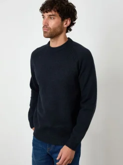 Gebreide Kleding*Threadbare - Raglan Rib Knitted Crew Neck Jumper Blauw