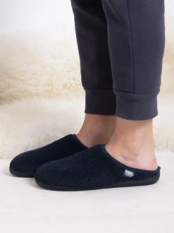 Pantoffels|Totes - Isotoner Swept Back Popcorn pantoffelmuiltjes voor heren Blauw