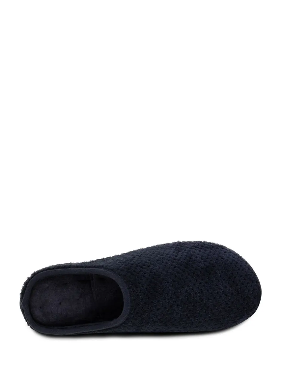 Pantoffels|Totes - Isotoner Swept Back Popcorn pantoffelmuiltjes voor heren Blauw