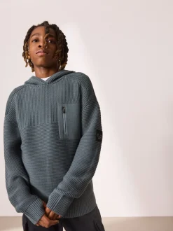 Truien En Breisels|Sweaters En Hoody´S*Next Blauw - Utility gebreide hoodie (3-16jr)