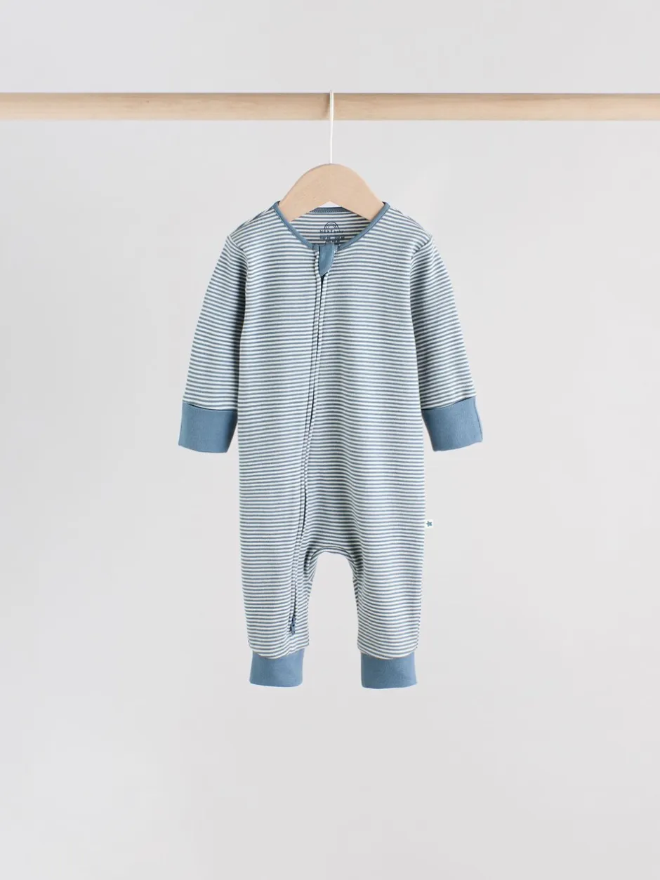 Babypakjes En Babypyjama's*Next Blauw - Verpakking van 4 Baby slaappakjes zonder voetjes met tweewegrits (0mnd-3jr)