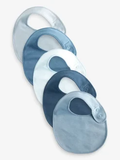 Slabbetjes|Next Blauw - Verpakking van 5 babyslabbetjes van 100% katoen
