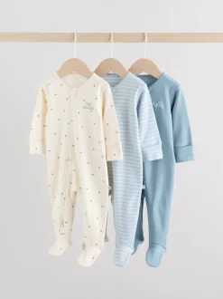 Multipacks|Babypakjes En Babypyjama's|Next Blauw - Verpakking van 3 babypyjama's met tweewegrits (0-2jr)