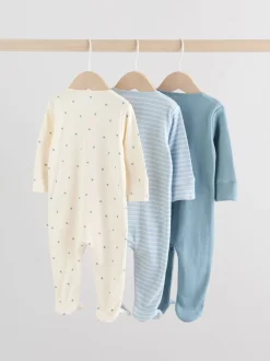 Multipacks|Babypakjes En Babypyjama's|Next Blauw - Verpakking van 3 babypyjama's met tweewegrits (0-2jr)