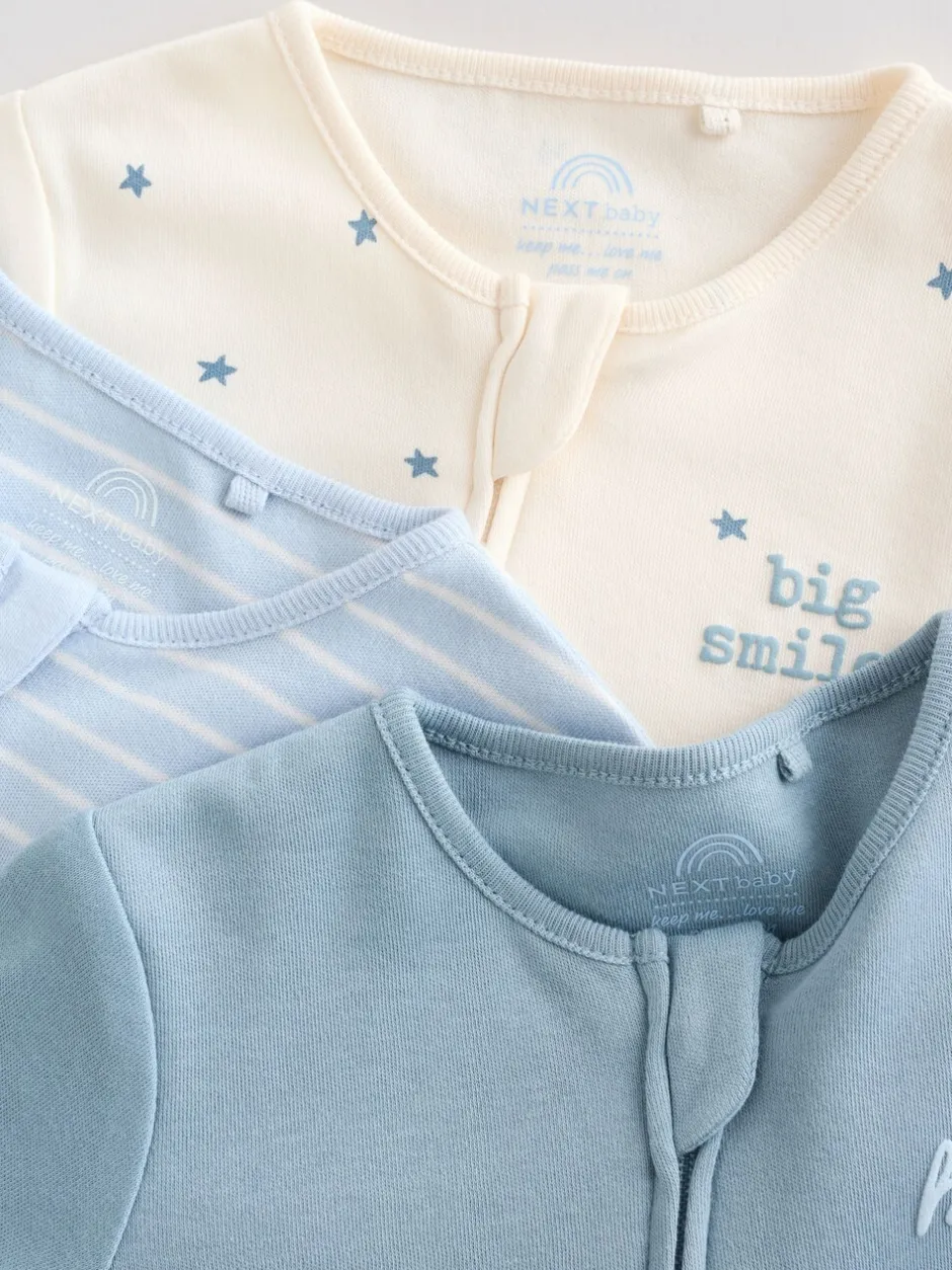 Multipacks|Babypakjes En Babypyjama's|Next Blauw - Verpakking van 3 babypyjama's met tweewegrits (0-2jr)