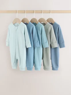 Babypakjes En Babypyjama's|Next Blauw - Verpakking van 5 babyslaappakjes met tweewegrits (0 mnd - 3 jr)