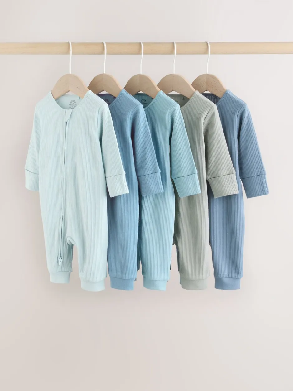 Babypakjes En Babypyjama's|Next Blauw - Verpakking van 5 babyslaappakjes met tweewegrits (0 mnd - 3 jr)