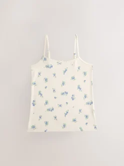 Alle Ondergoed|Tops*Next - Verpakking van 3 cami topjes met bandjes en print (1,5 - 16 jr) Blauw