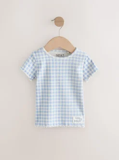 Tops|Tops*Next Blauw - Verpakking van 5 geribbelde tops met korte mouwen (3mnd -7jaar)