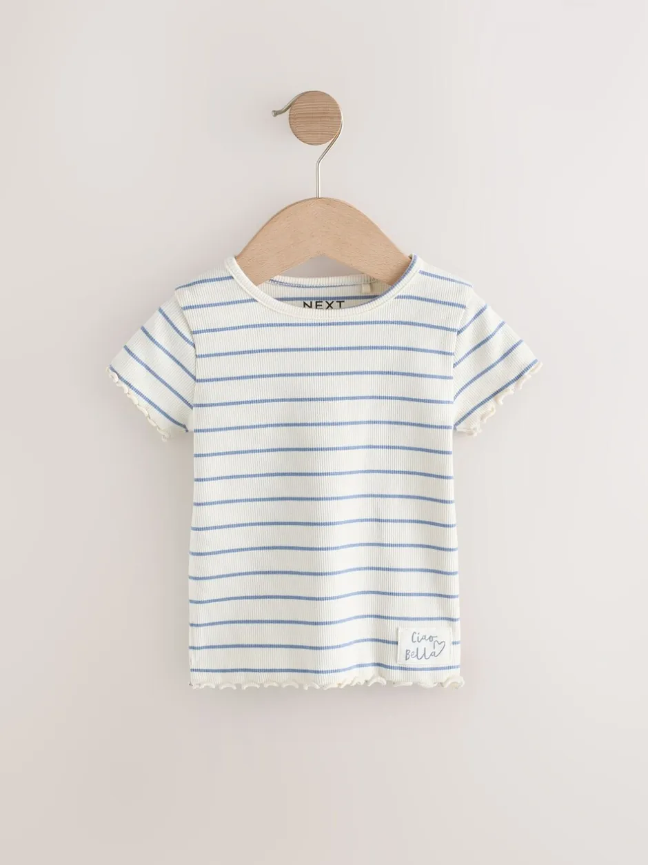 Tops|Tops*Next Blauw - Verpakking van 5 geribbelde tops met korte mouwen (3mnd -7jaar)